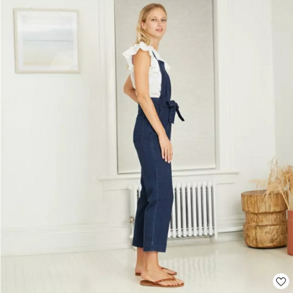Universal Thread Tie-Front Denim Overalls, Blue, 4